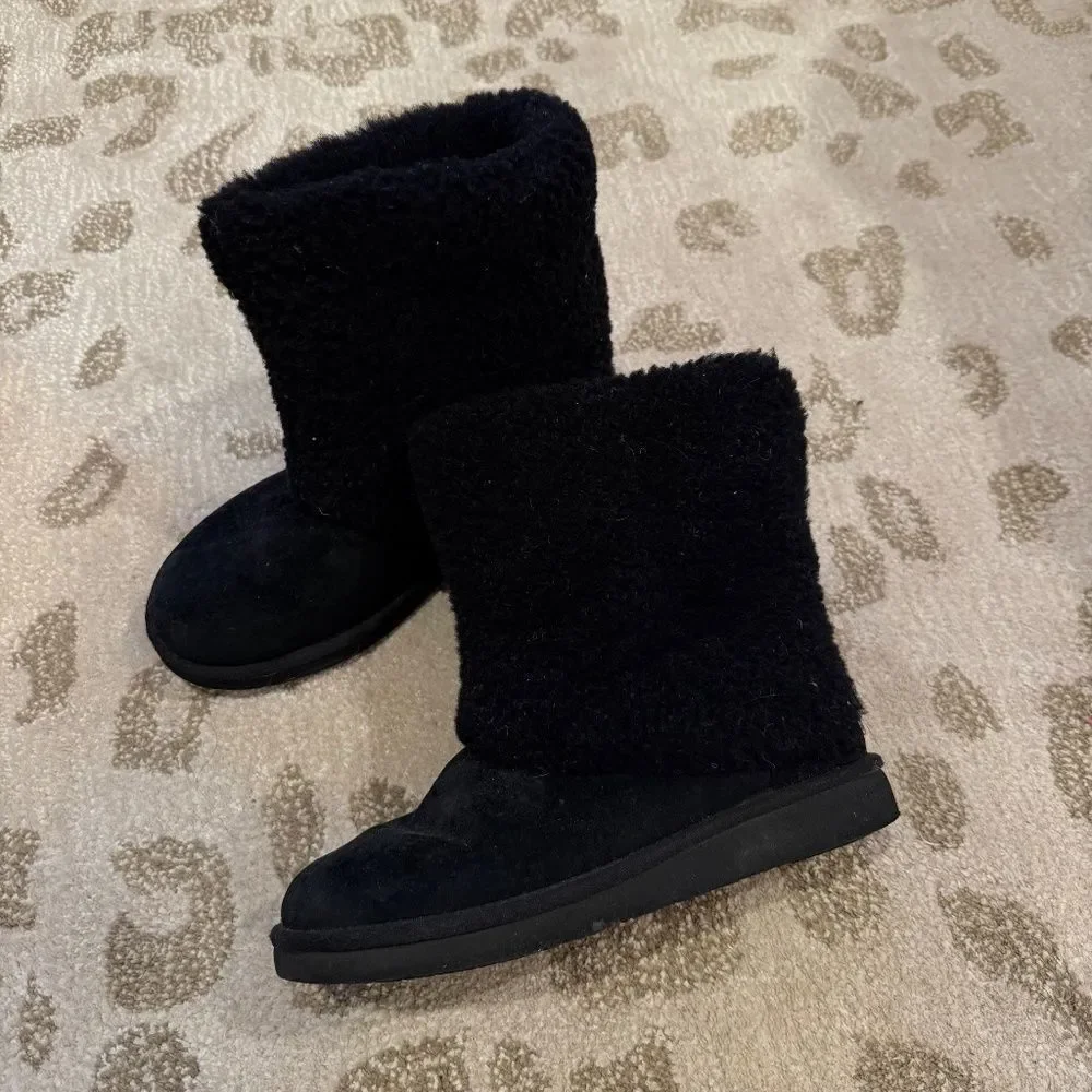 UGG Black Shearling Sheepskin Cuff Boots